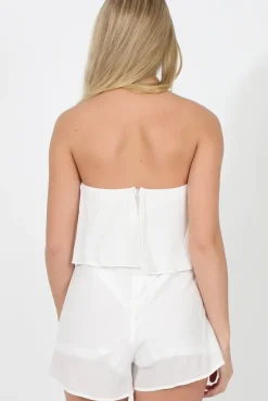 Rebellious Fashion White Bandeau Playsuit - Collette