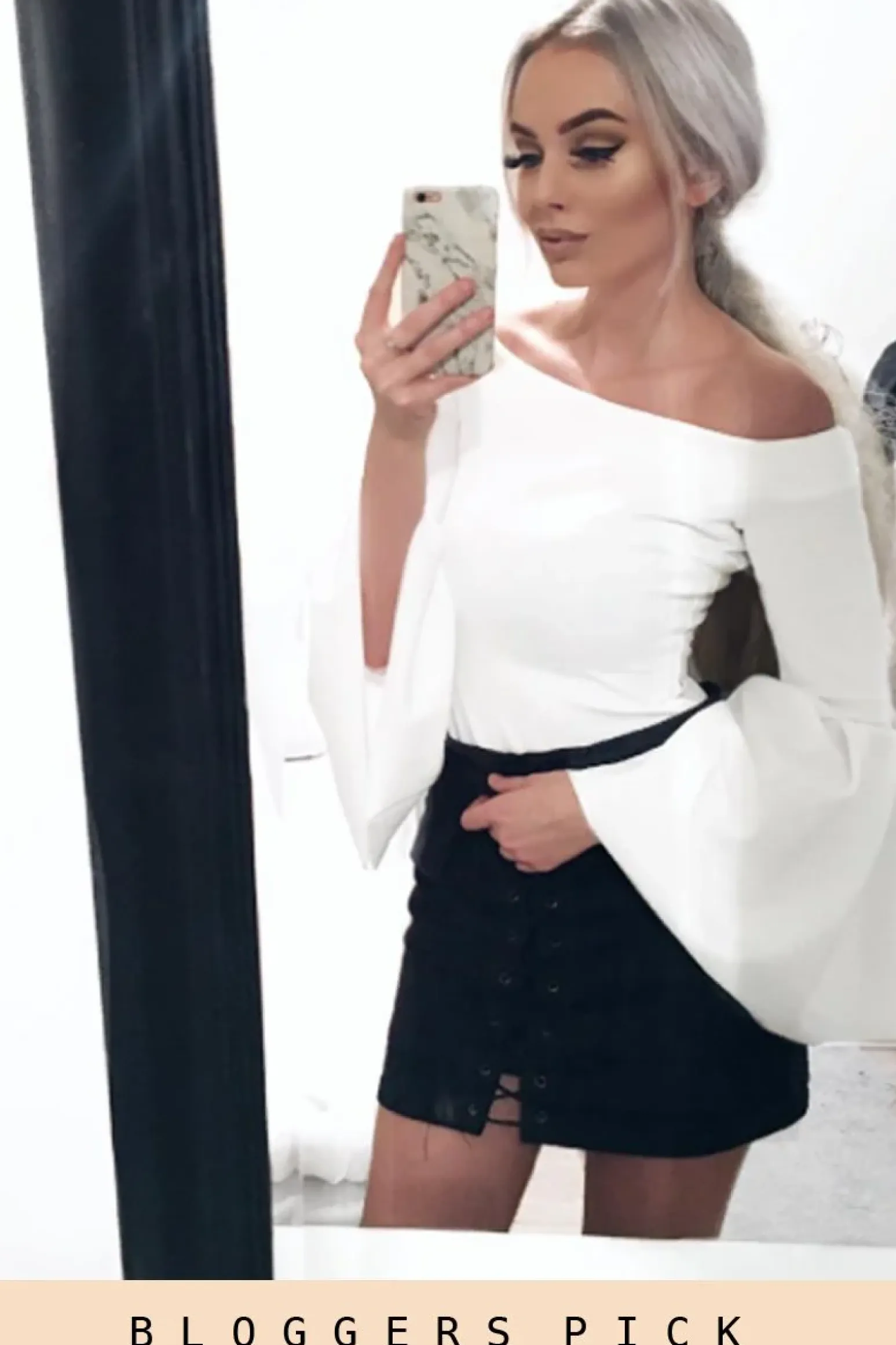 Rebellious Fashion White Bardot Bell Sleeve Bodysuit - Evelyn