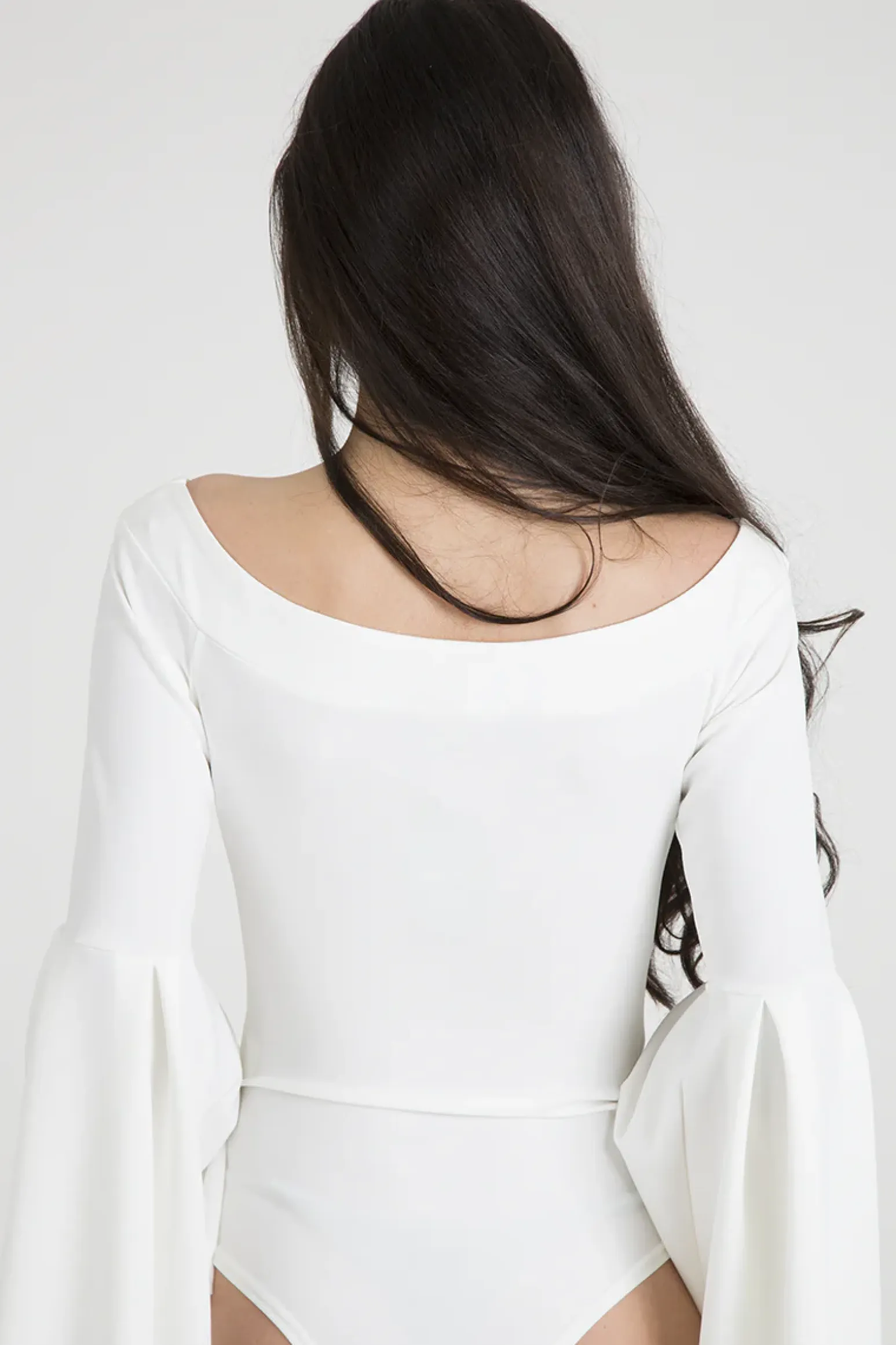 Rebellious Fashion White Bardot Bell Sleeve Bodysuit - Evelyn