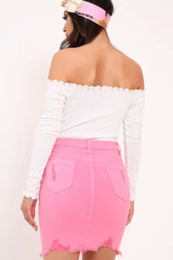 Rebellious Fashion White bardot frill bodysuit - Kari