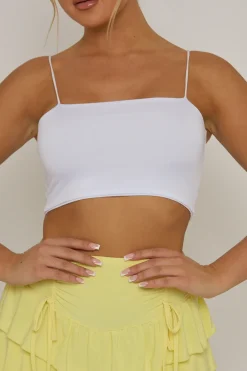 Rebellious Fashion White Basic Strappy Crop Top - Rosaria