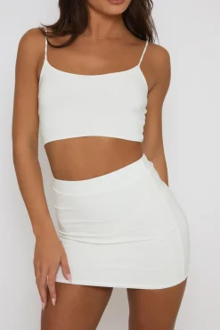 Rebellious Fashion White Basic Strappy Top and Skirt Co-ord - Derby