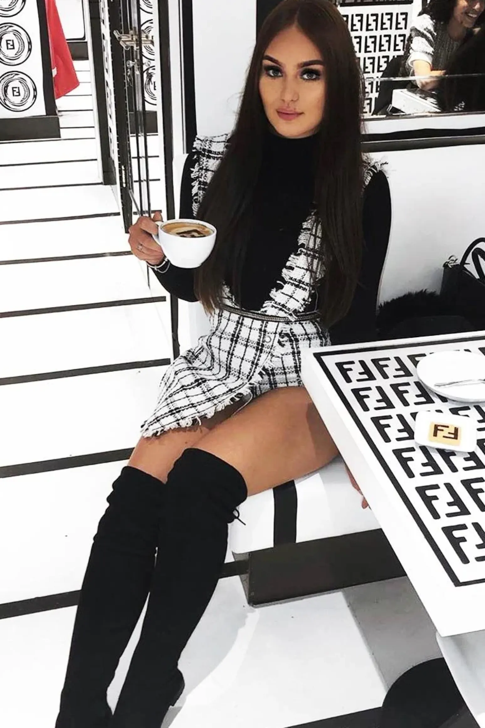 Rebellious Fashion White Black Tweed Pearl Button Playsuit - Jolette