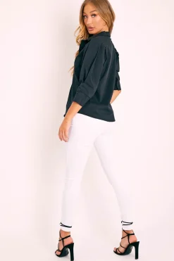 Rebellious Fashion White Bleached Ripped Skinny Jeans - Blair
