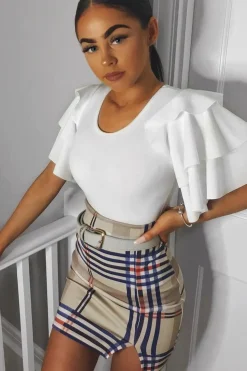 Rebellious Fashion White Bodysuit Frill Arms - Janeva