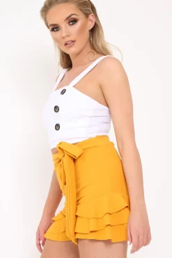 Rebellious Fashion White Button Detail Crop Top - Amory