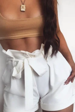 Rebellious Fashion White Button Front High Waist Shorts - Franca