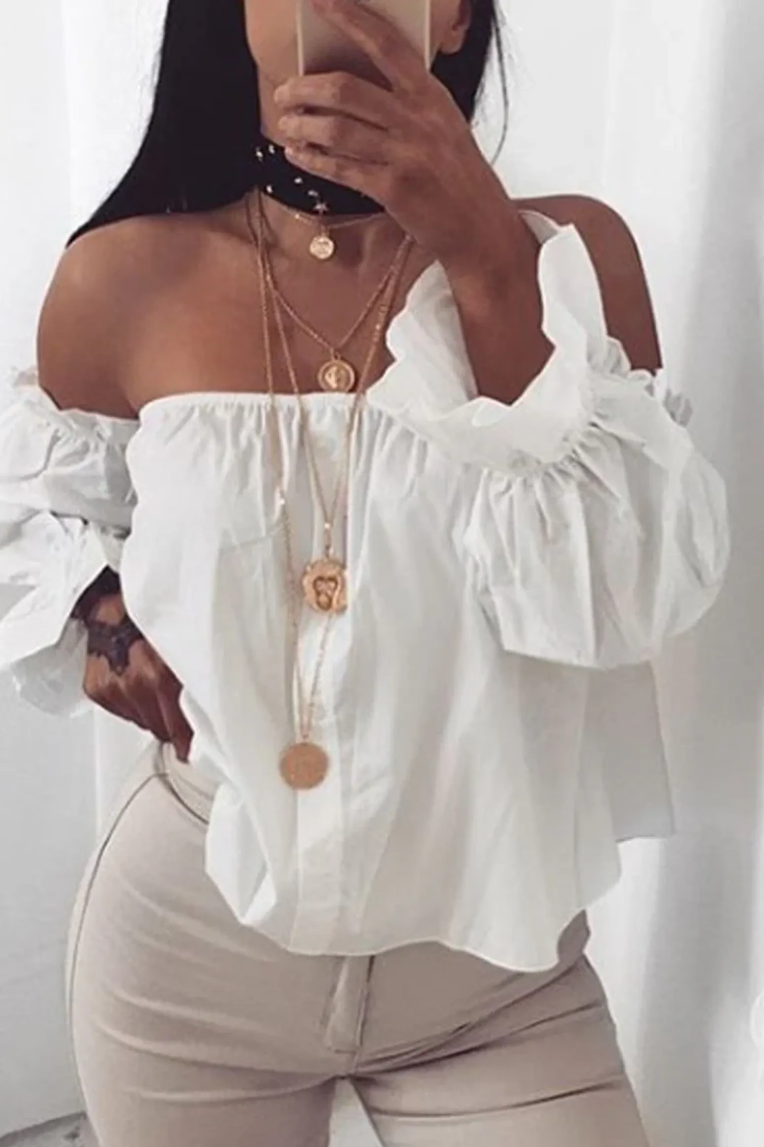 Rebellious Fashion White Button Up Bardot Crop Top - LuLu