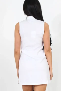 Rebellious Fashion White Button Up Shirt Dress-Shana