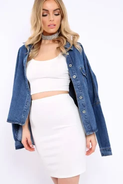Rebellious Fashion White Cami Crop Top And Mini Skirt Co-Ord - Riely