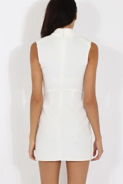 Rebellious Fashion White Choker Plunge Wrap Dress - Serenity