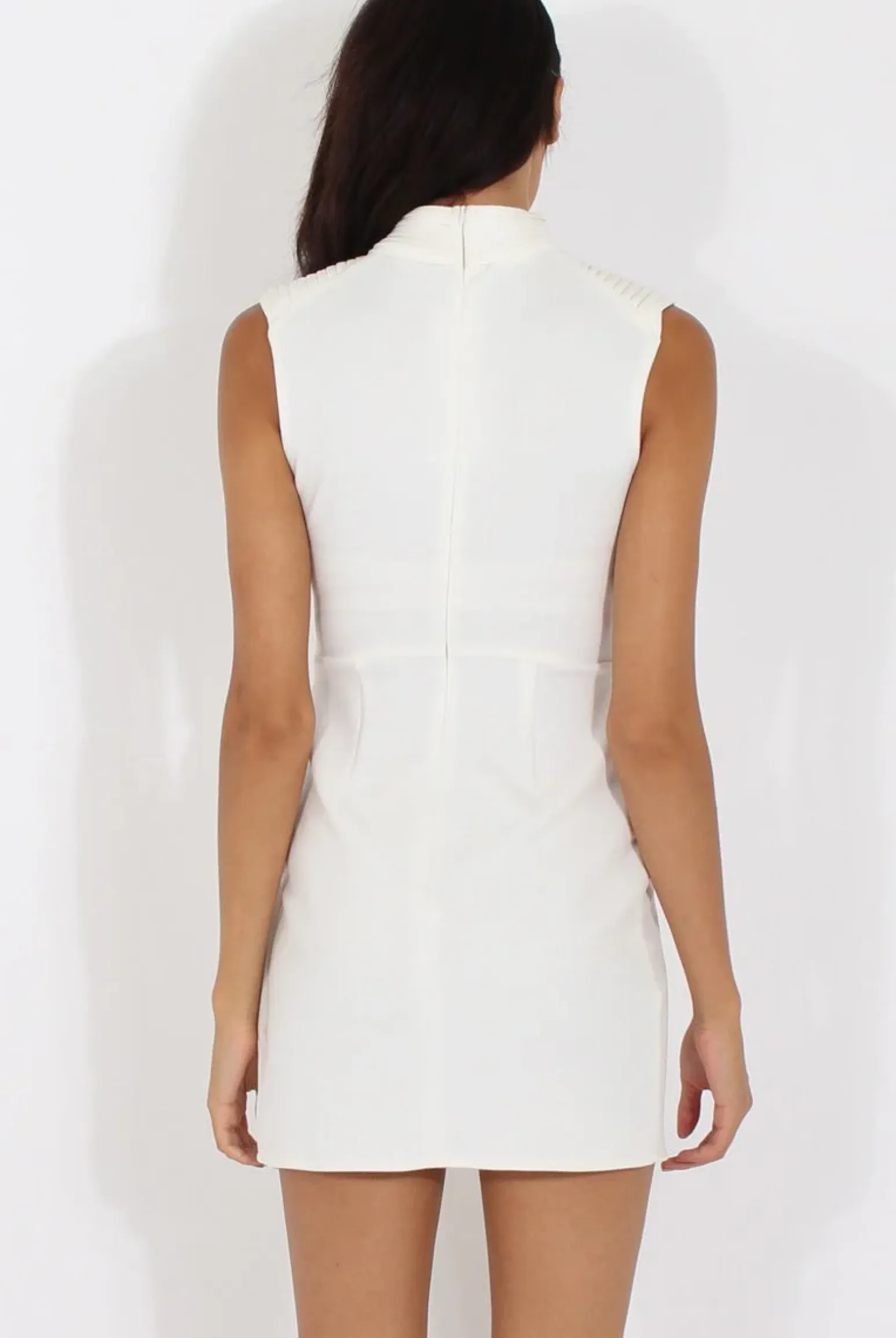 Rebellious Fashion White Choker Plunge Wrap Dress - Serenity