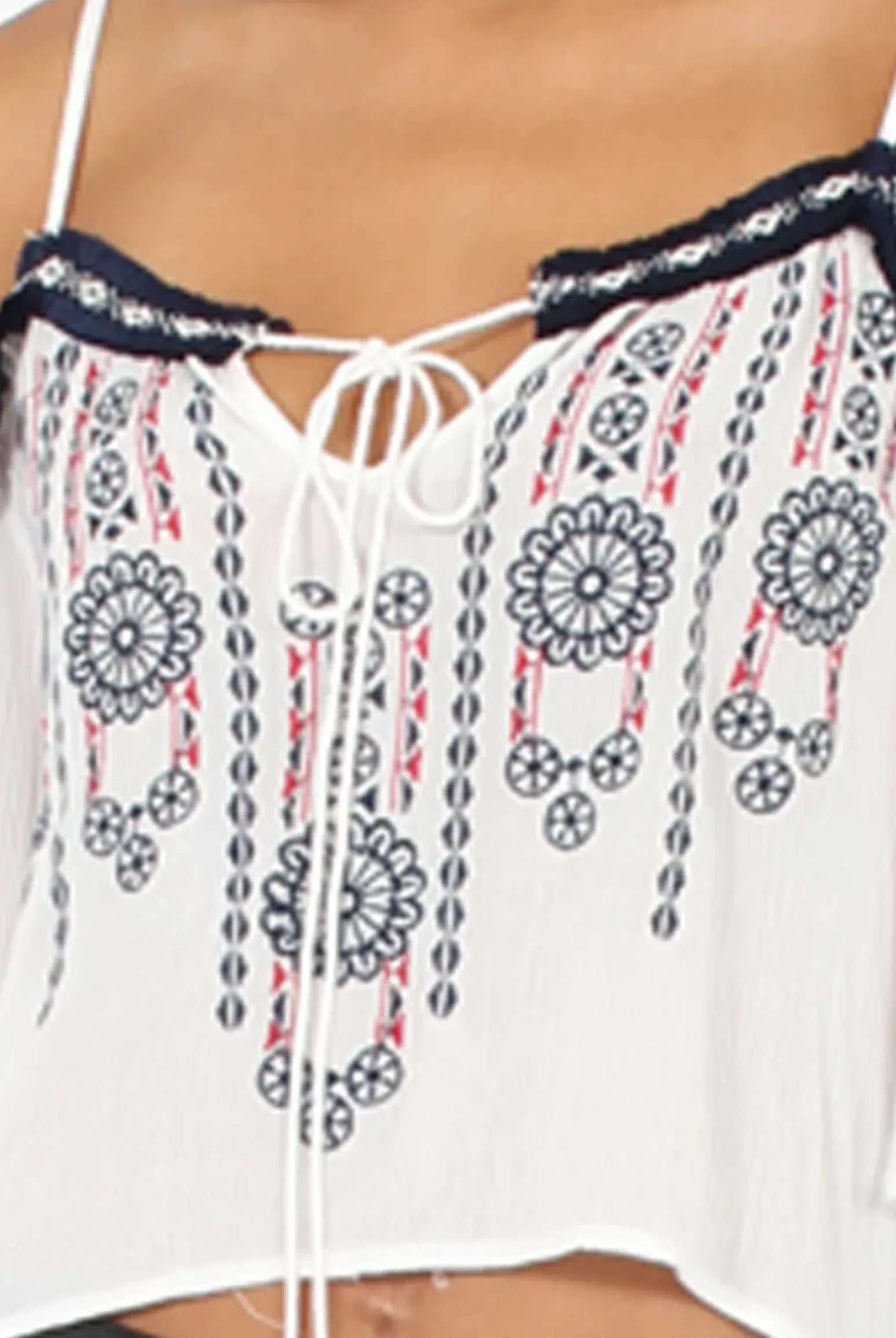 Rebellious Fashion White Cold Shoulder Embroidered Crop Top - Carrie