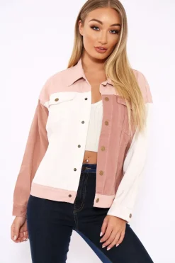 Rebellious Fashion White Contrast Oversized Denim Jacket - Keeli