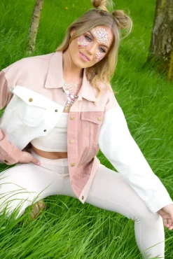 Rebellious Fashion White Contrast Oversized Denim Jacket - Keeli