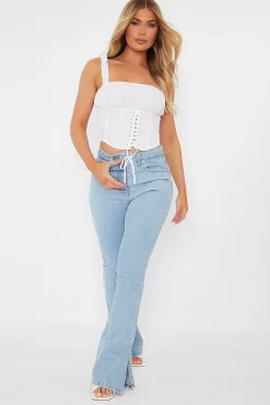 Rebellious Fashion White Corset Lace up Crop Top - Niya