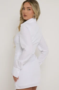Rebellious Fashion White Corset Shirt Dress - Cosima