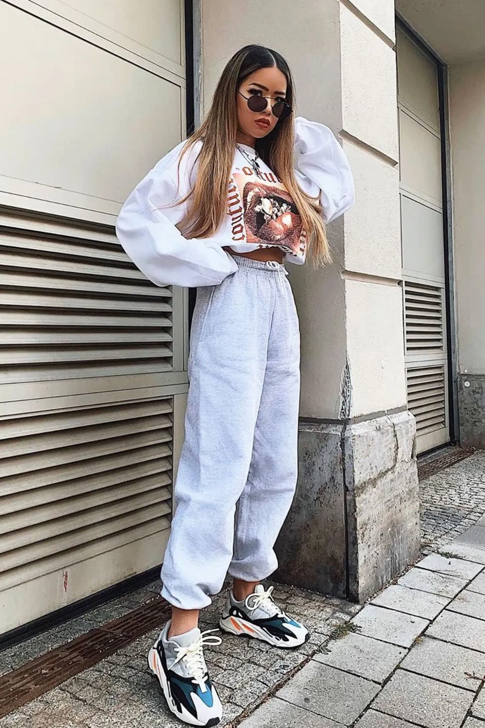 Rebellious Fashion White Couture Graphic Sweatshirt - Verity