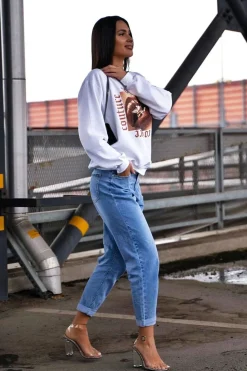 Rebellious Fashion White Couture Graphic Sweatshirt - Verity