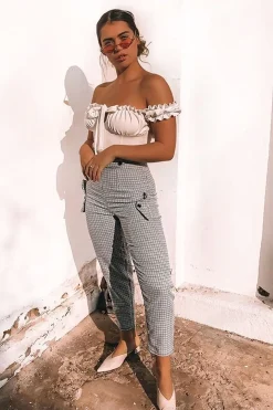 Rebellious Fashion White Crepe Ruffle Tie Front Bardot Bodysuit - Trixie