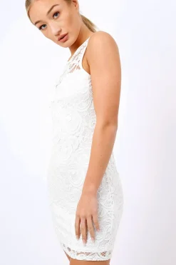 Rebellious Fashion White Crochet Bodycon dress - Marcella