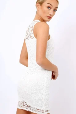 Rebellious Fashion White Crochet Bodycon dress - Marcella