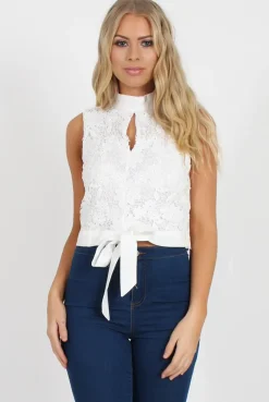 Rebellious Fashion White Crochet Crop Top - Amelia