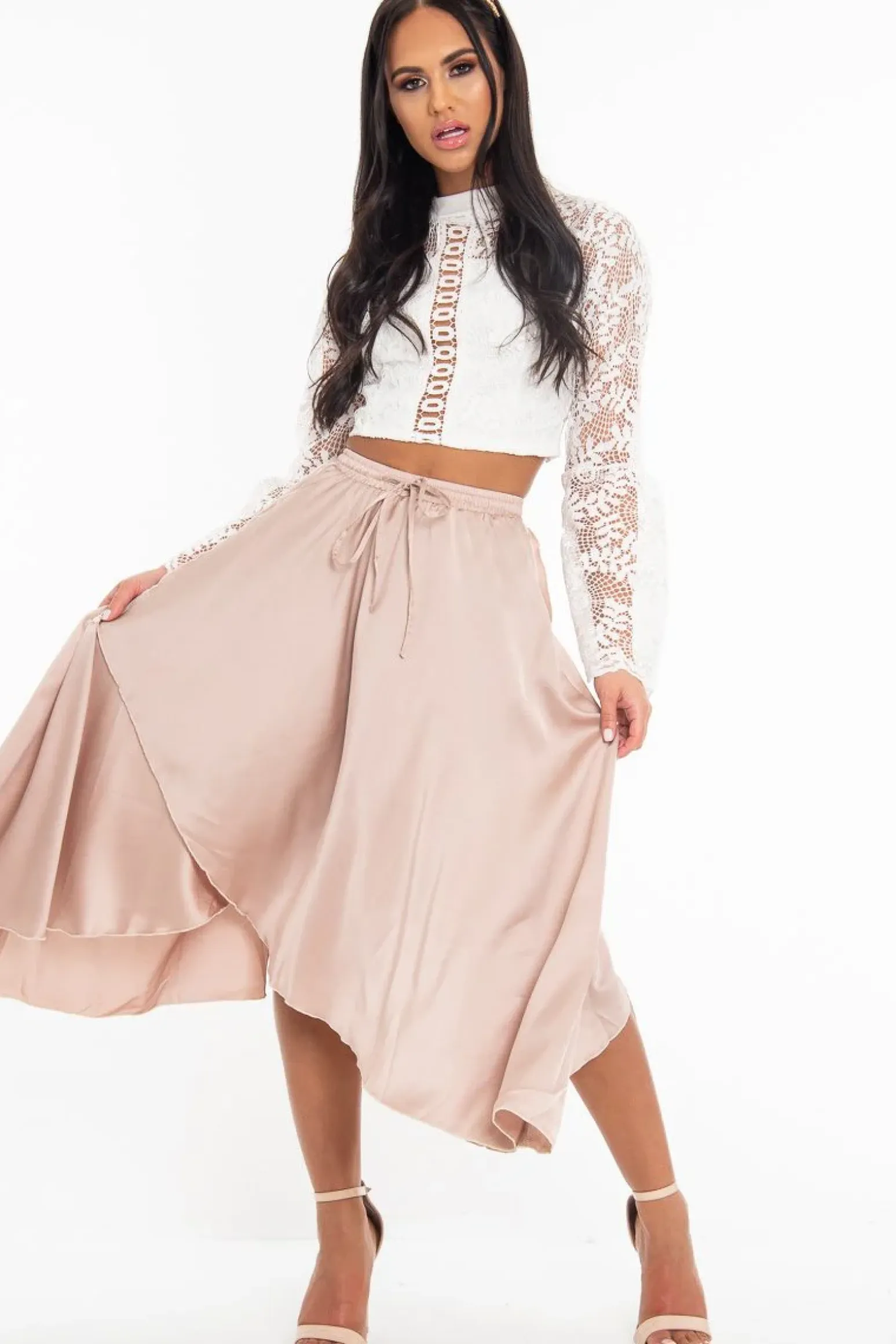 Rebellious Fashion White Crochet Lace Bell Sleeve Crop Top - Taylor