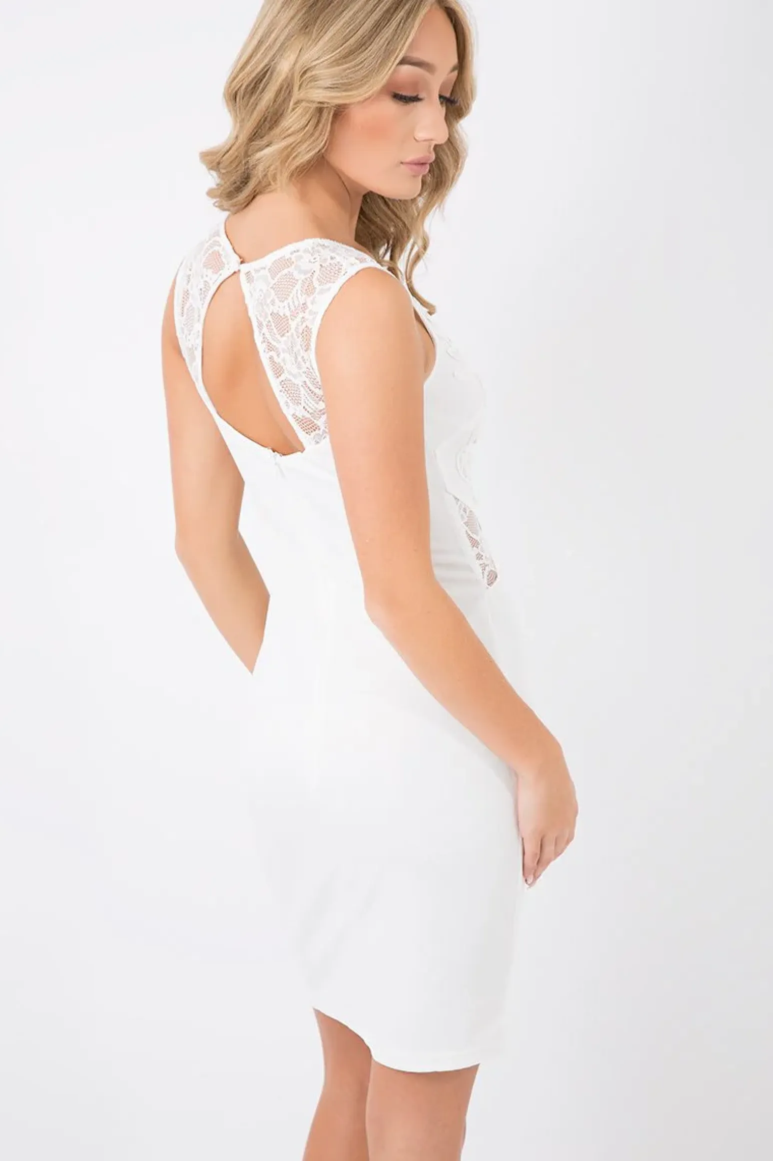 Rebellious Fashion White Crochet Lace Body Dress - Tula