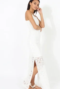 Rebellious Fashion White Crochet Maxi Dress - Paris