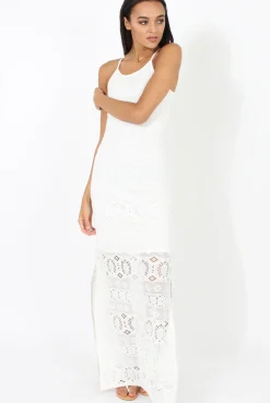 Rebellious Fashion White Crochet Maxi Dress - Paris