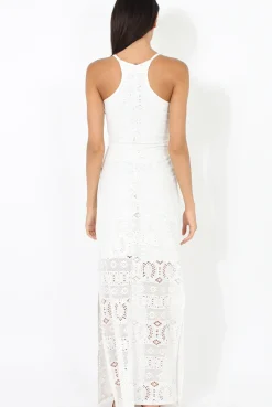 Rebellious Fashion White Crochet Maxi Dress - Paris