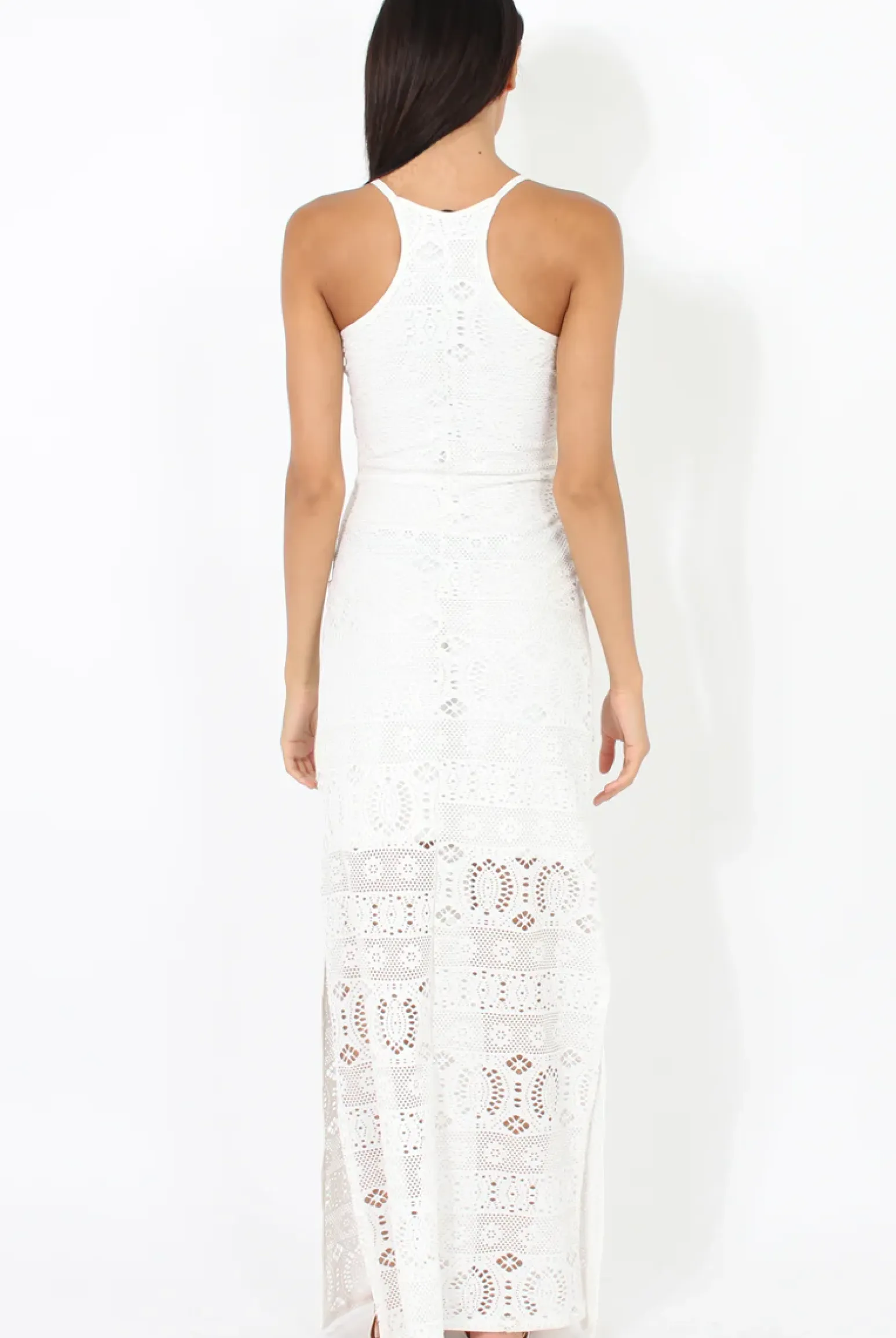Rebellious Fashion White Crochet Maxi Dress - Paris