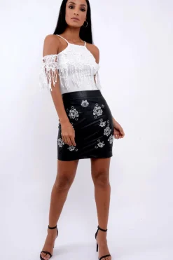 Rebellious Fashion White Crochet Tassel Bodysuit - Chelsea