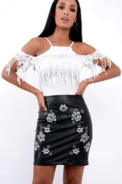 Rebellious Fashion White Crochet Tassel Bodysuit - Chelsea