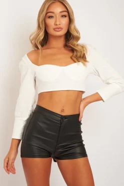 Rebellious Fashion White Cropped Bustier Crop Top - Mara