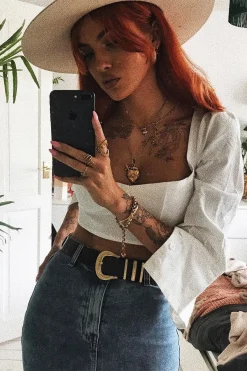 Rebellious Fashion White Cropped Bustier Crop Top - Mara