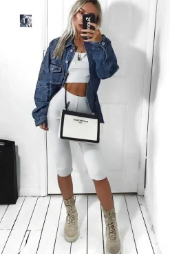 Rebellious Fashion White Cropped Top and Leggings Co-Ords - Remini