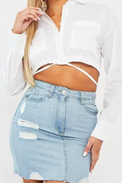 Rebellious Fashion White Cropped Wrap Around Shirt - Janeva