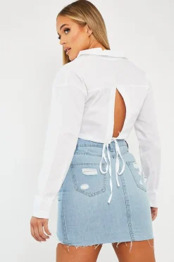 Rebellious Fashion White Cropped Wrap Around Shirt - Janeva