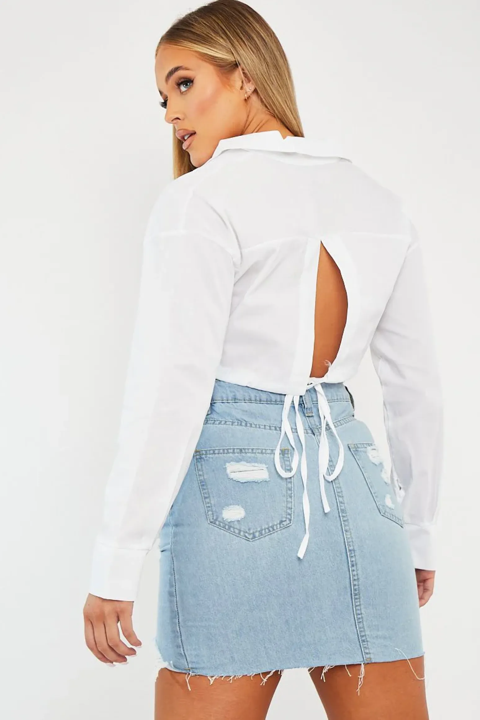 Rebellious Fashion White Cropped Wrap Around Shirt - Janeva
