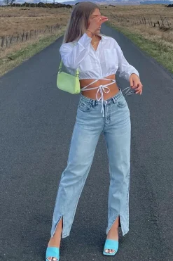Rebellious Fashion White Cropped Wrap Around Shirt - Janeva