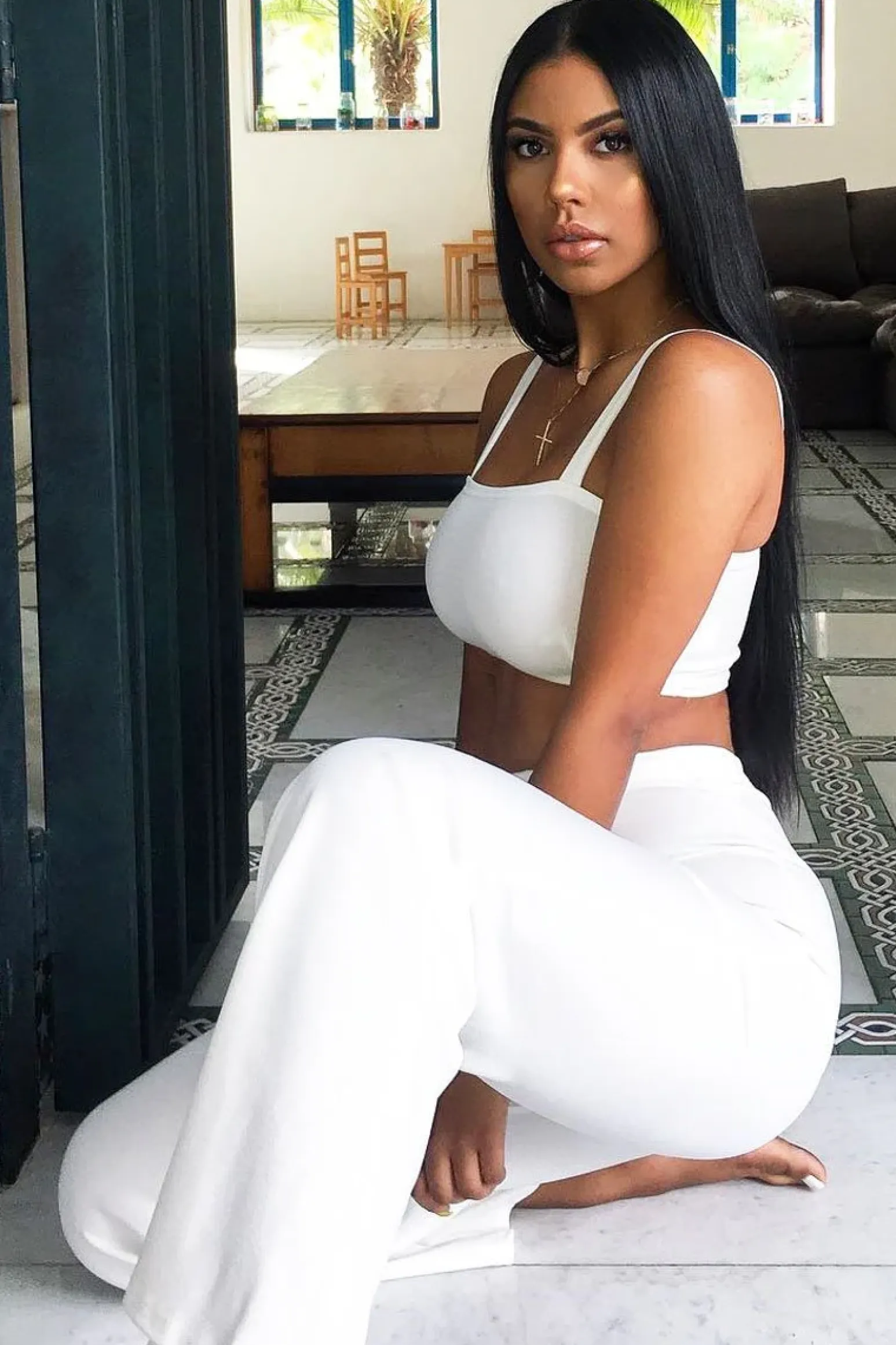 Rebellious Fashion White Crop Top and Trousers Co-ord Set - Kimmy