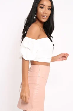 Rebellious Fashion White Crop Top With Ruffle Sleeves - Fenix