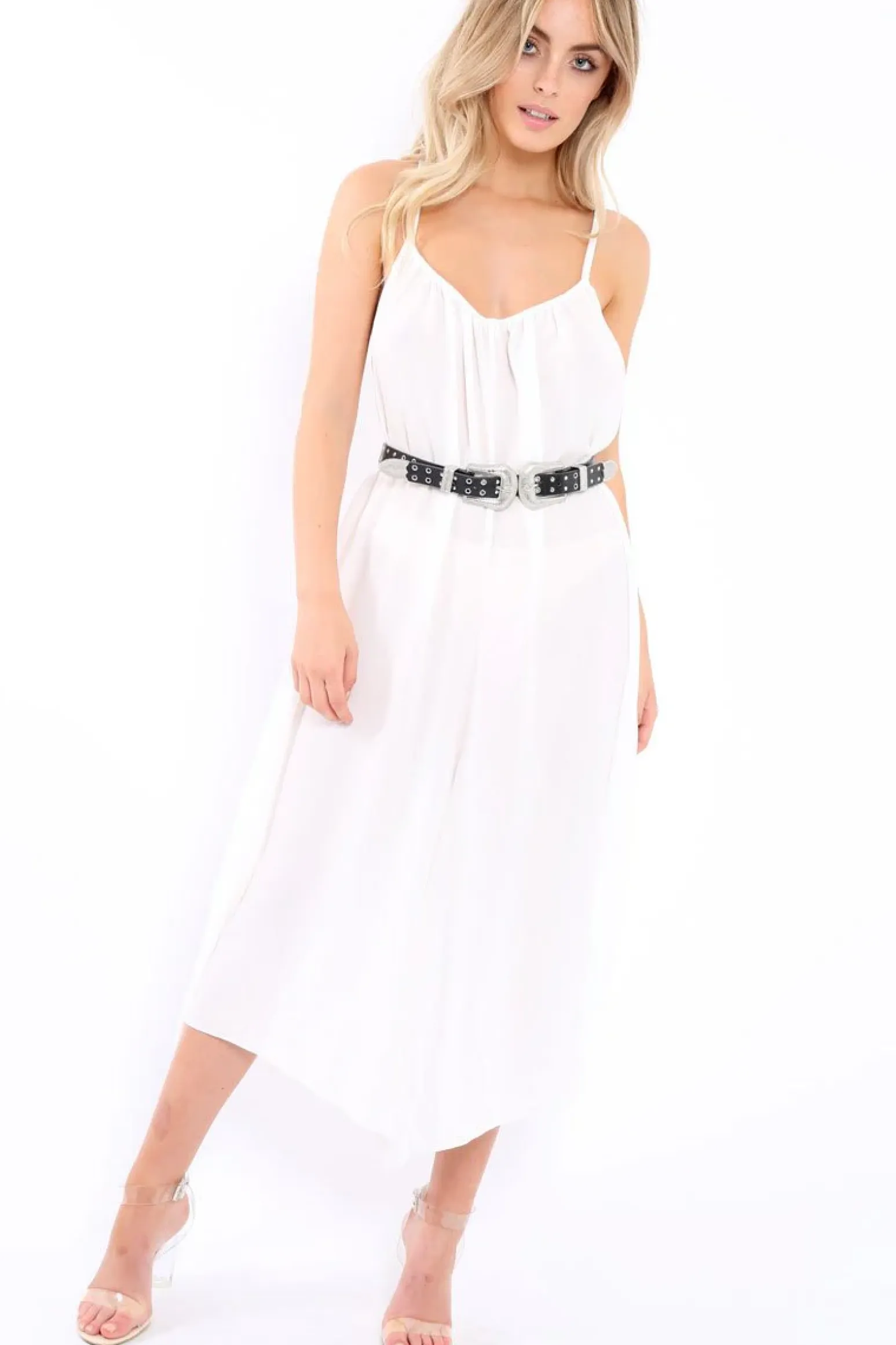Rebellious Fashion White Culotte Jumpsuit - Aj