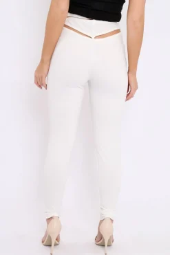 Rebellious Fashion White Cut Out Back Thong Trousers - Aanya