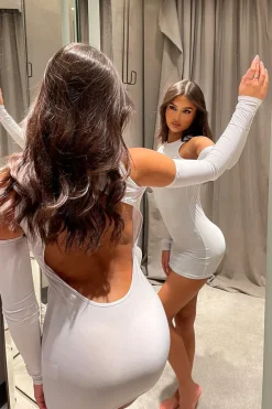 Rebellious Fashion White Cut Out Shoulders Mini Dress - Gina
