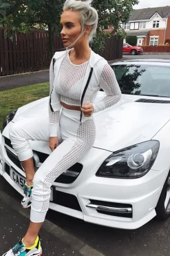 Rebellious Fashion White Cut Out Side Panel Tracksuit - Miela