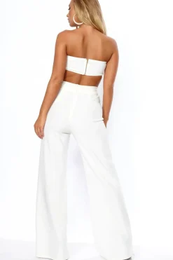 Rebellious Fashion White Deep Plunge Metal V Boobtube - Karolynn