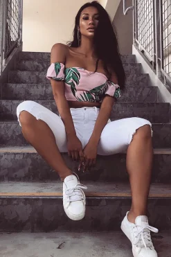 Rebellious Fashion White Denim Cropped Distressed Shorts - Karcyn